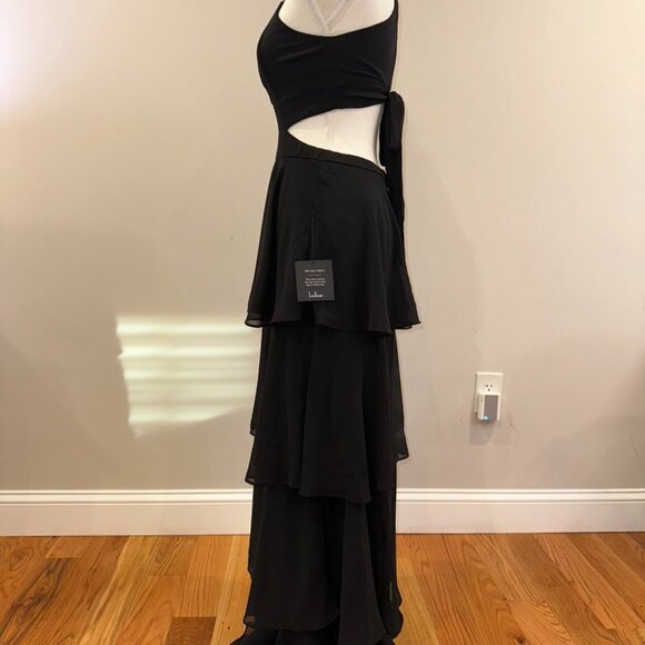 Lulus Tier And Now Black Tie-back Tiered Maxi Dress - Size M - Picture 8 of 13